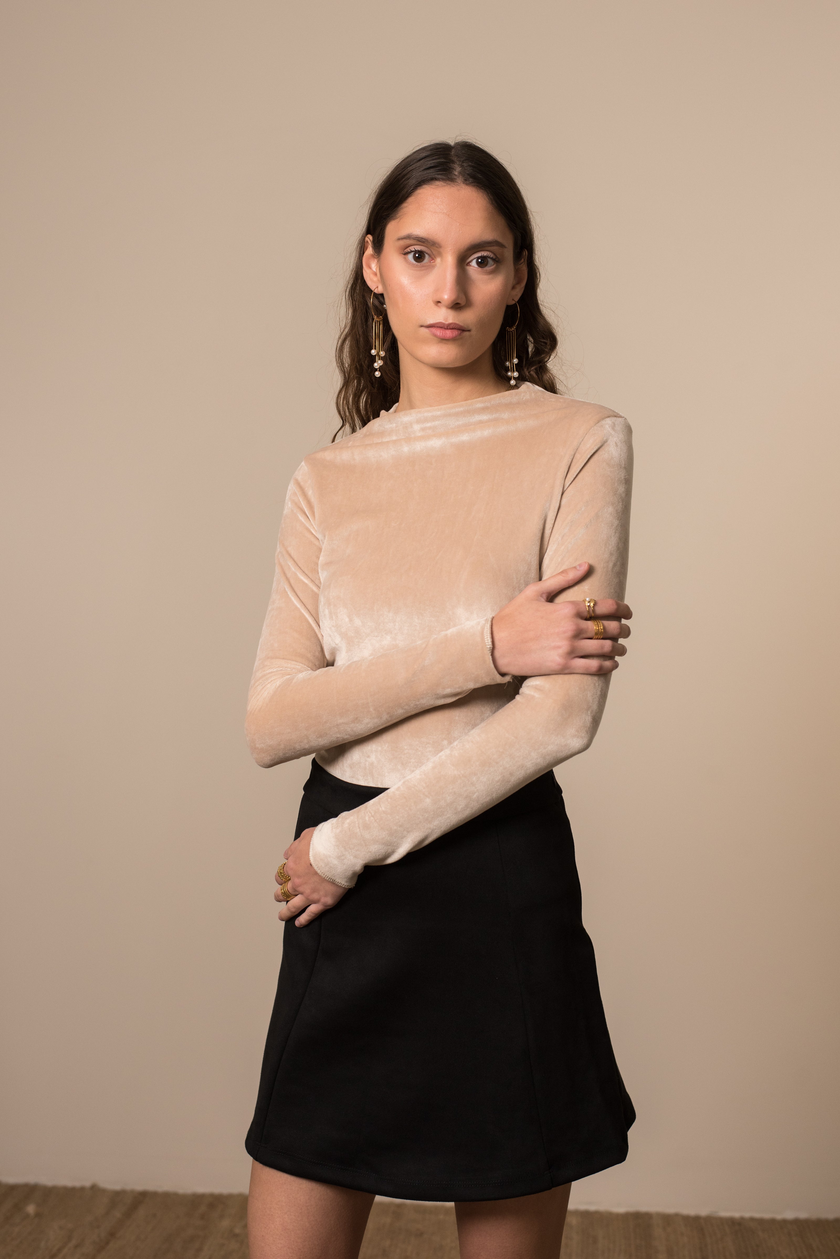 Mini suede skirt in black