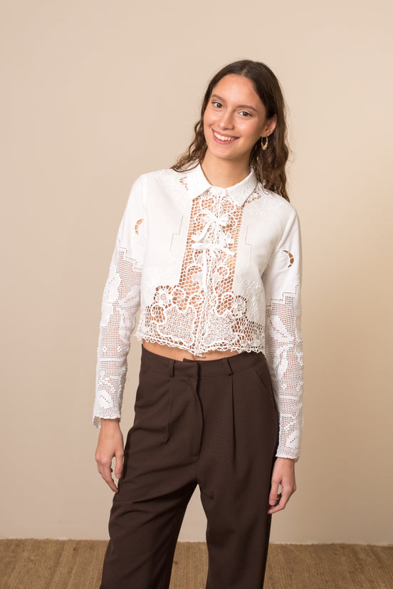 πουκαμισο απο παραδοσιακο τραπεζομαντηλο