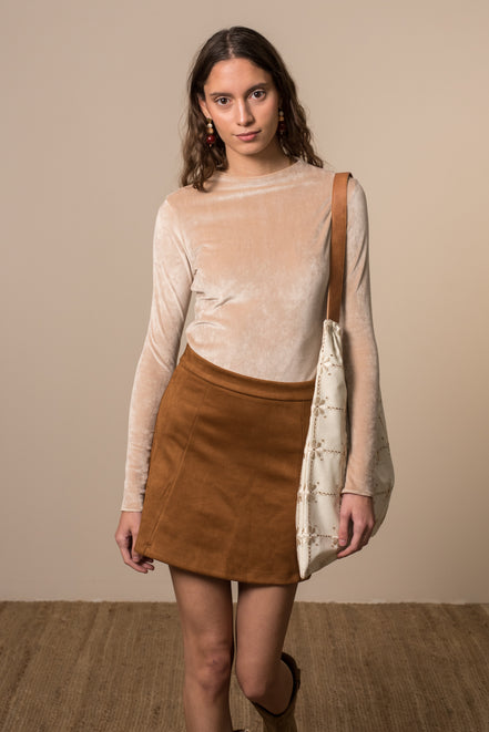 Mini suede skirt in brown