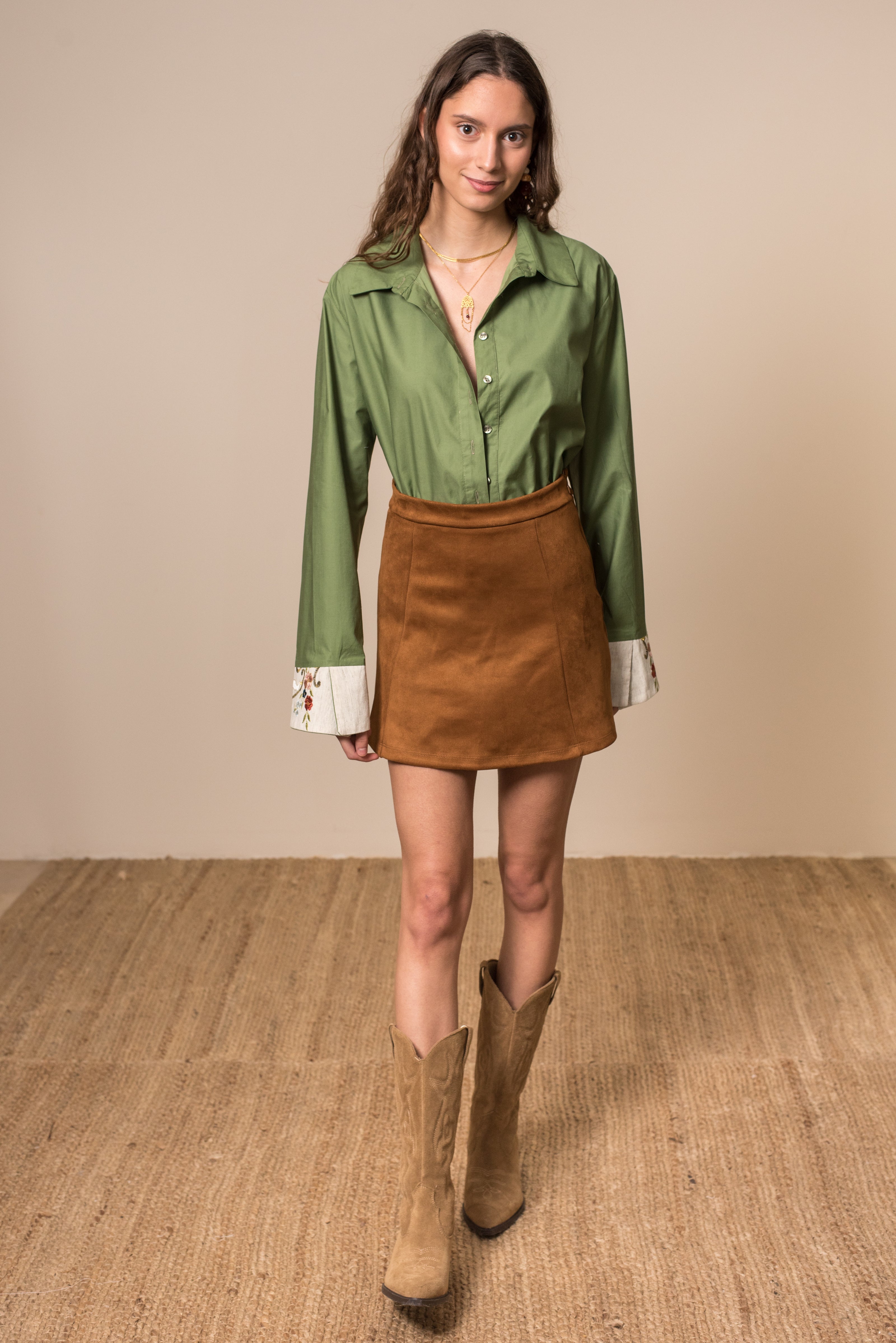 Mini suede skirt in brown